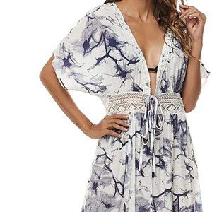 Women's Hunai Sexy Lace Crochet Cover Ups Smoke